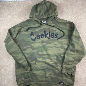 Cookies‎ SF Camo Hoodie Mens 2XL Black Spellout Pullover Sweatshirt